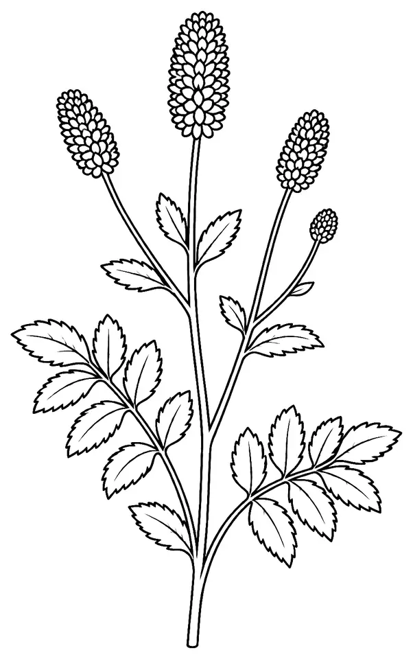 Coloriage de Grande pimprenelle : dessin au trait noir à colorier