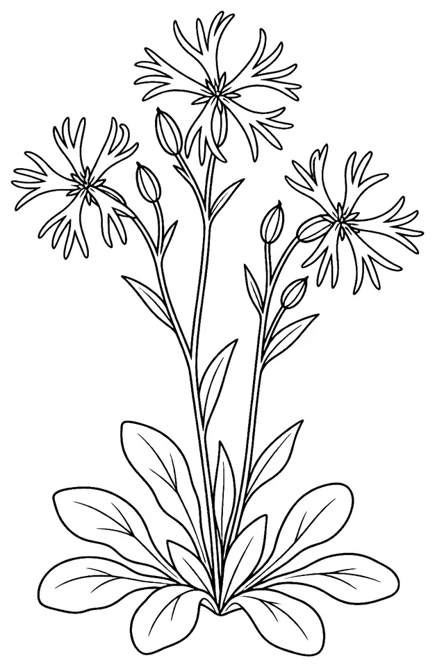 Coloriage de Lychnis fleur-de-coucou : dessin au trait noir à colorier