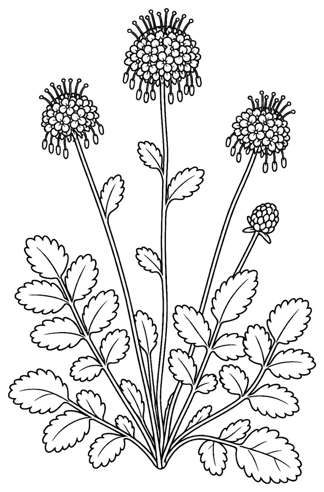 Coloriage de Petite pimprenelle : dessin au trait noir à colorier