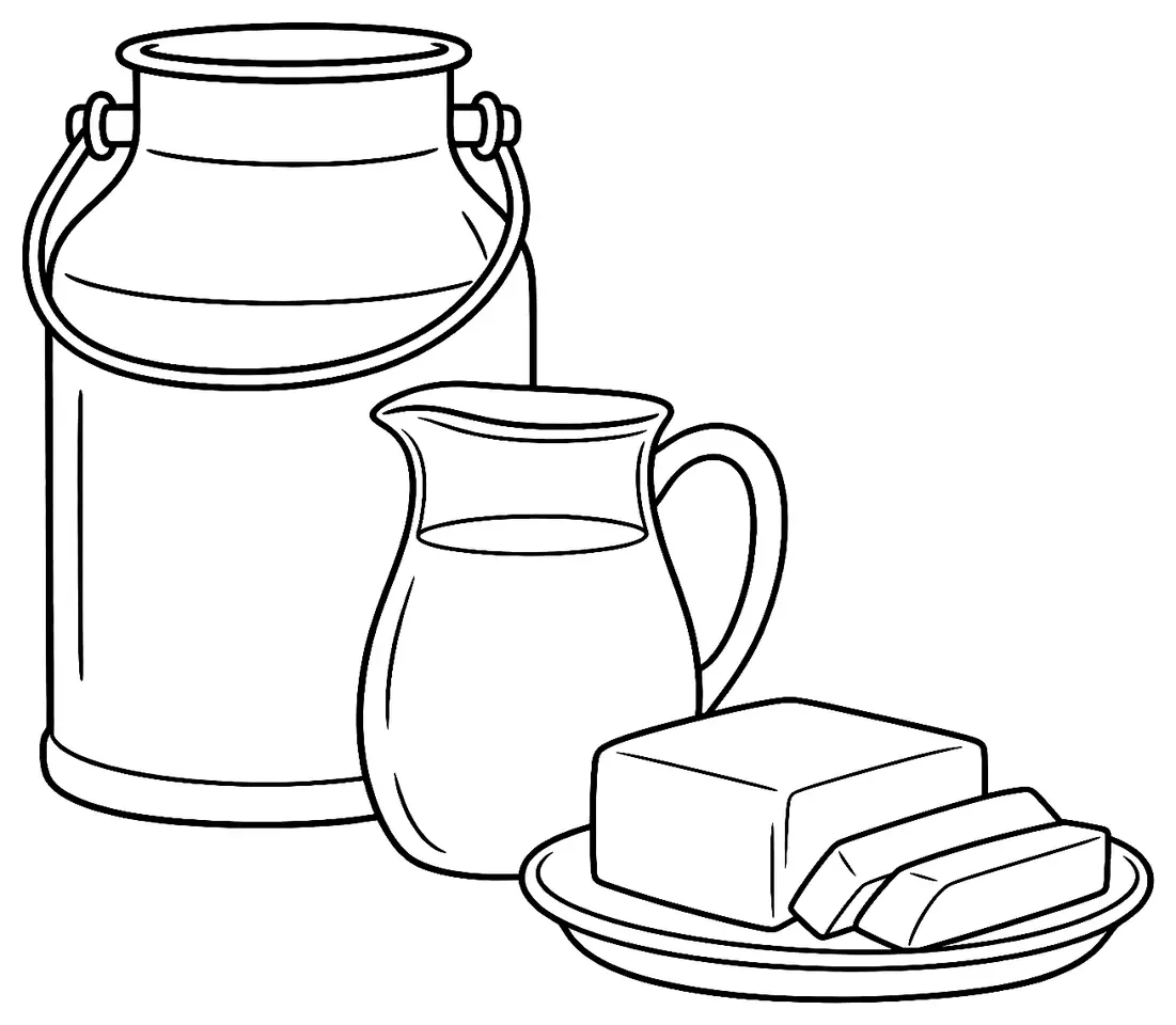 Coloriage de Du lait au beurre : dessin au trait noir à colorier