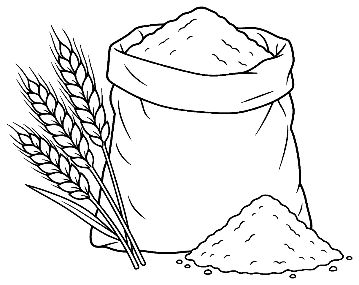 Coloriage de La farine : dessin au trait noir à colorier