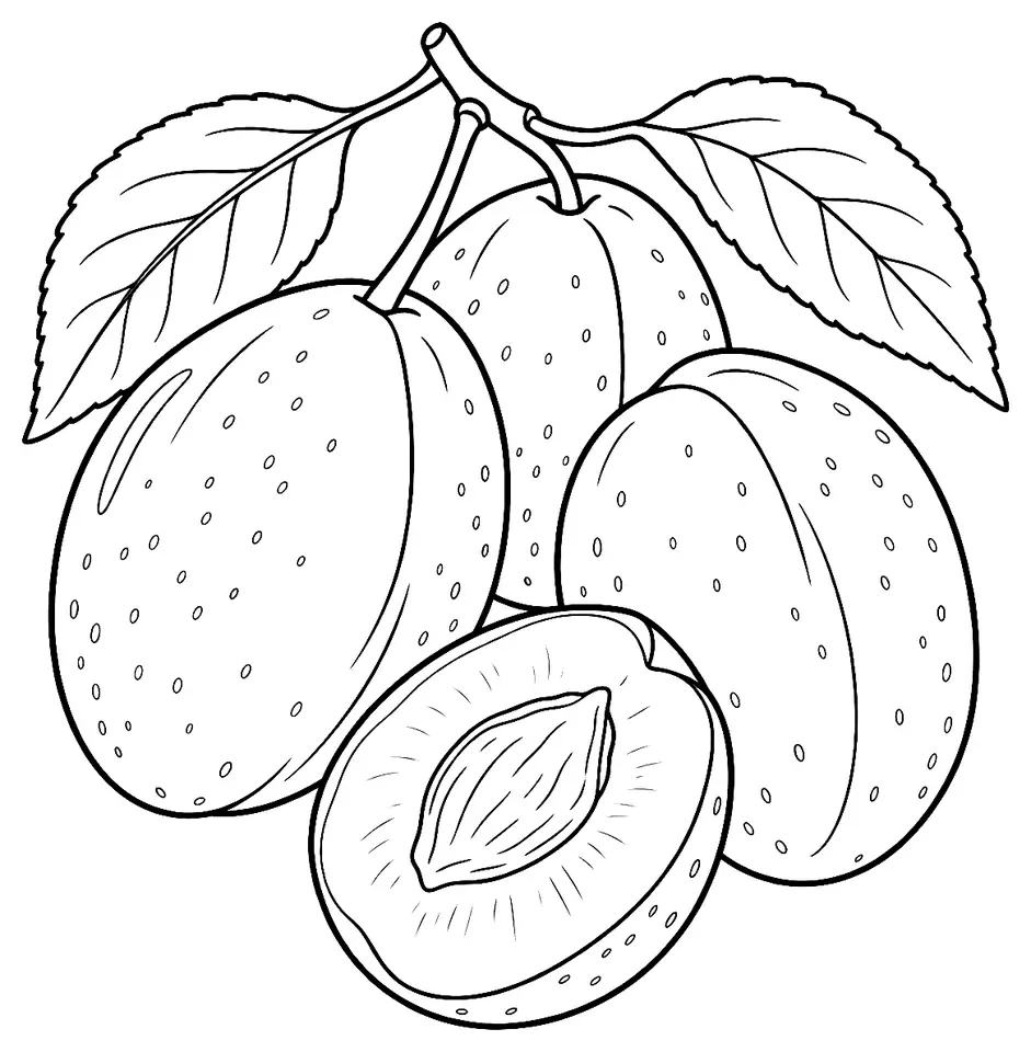 Coloriage de Victoria (prune) : dessin au trait noir à colorier