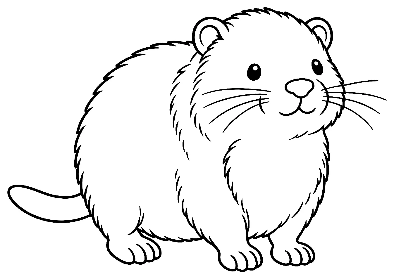 Coloriage de Campagnol terrestre : dessin au trait noir à colorier