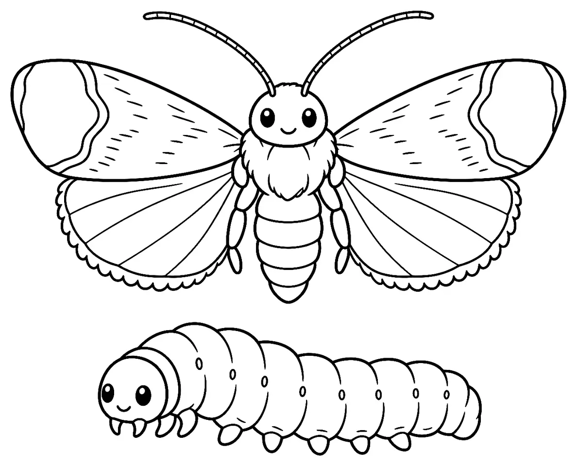 Coloriage de Carpocapse des pommes : dessin au trait noir à colorier