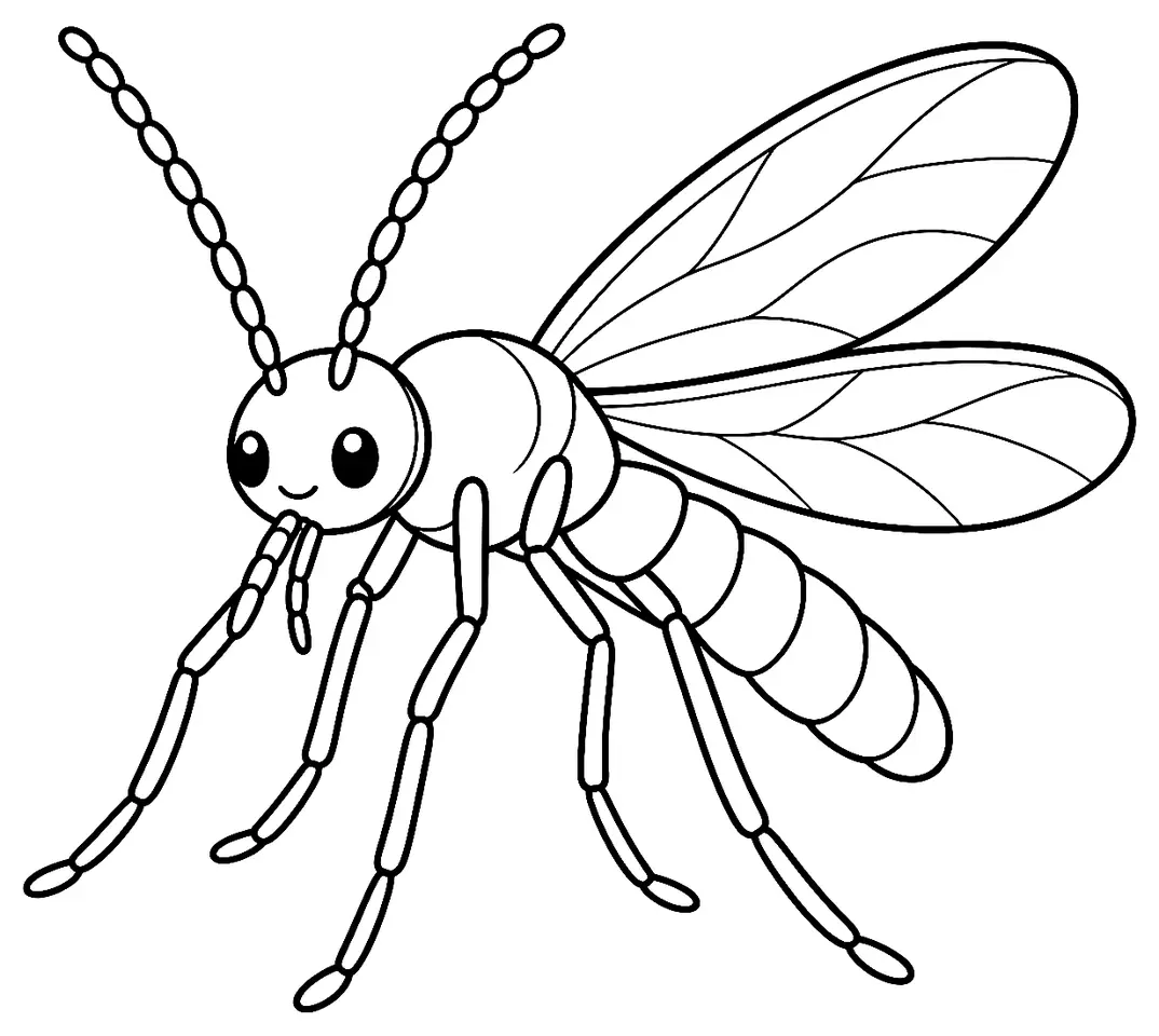 Coloriage de Cécidomyie du poirier : dessin au trait noir à colorier
