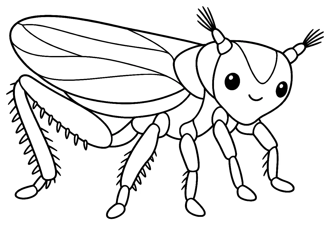 Coloriage de Cicadelle : dessin au trait noir à colorier