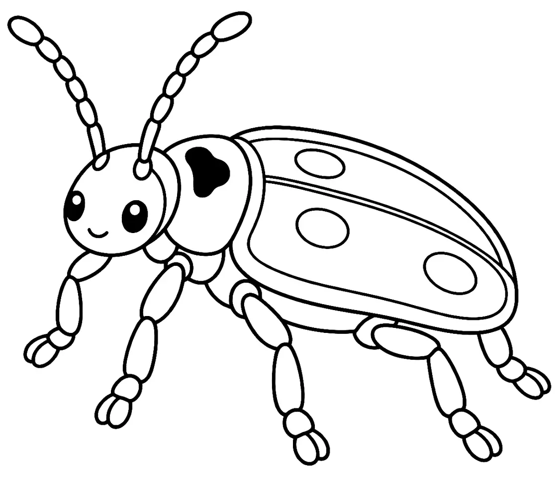 Coloriage de Criocère de l’asperge : dessin au trait noir à colorier