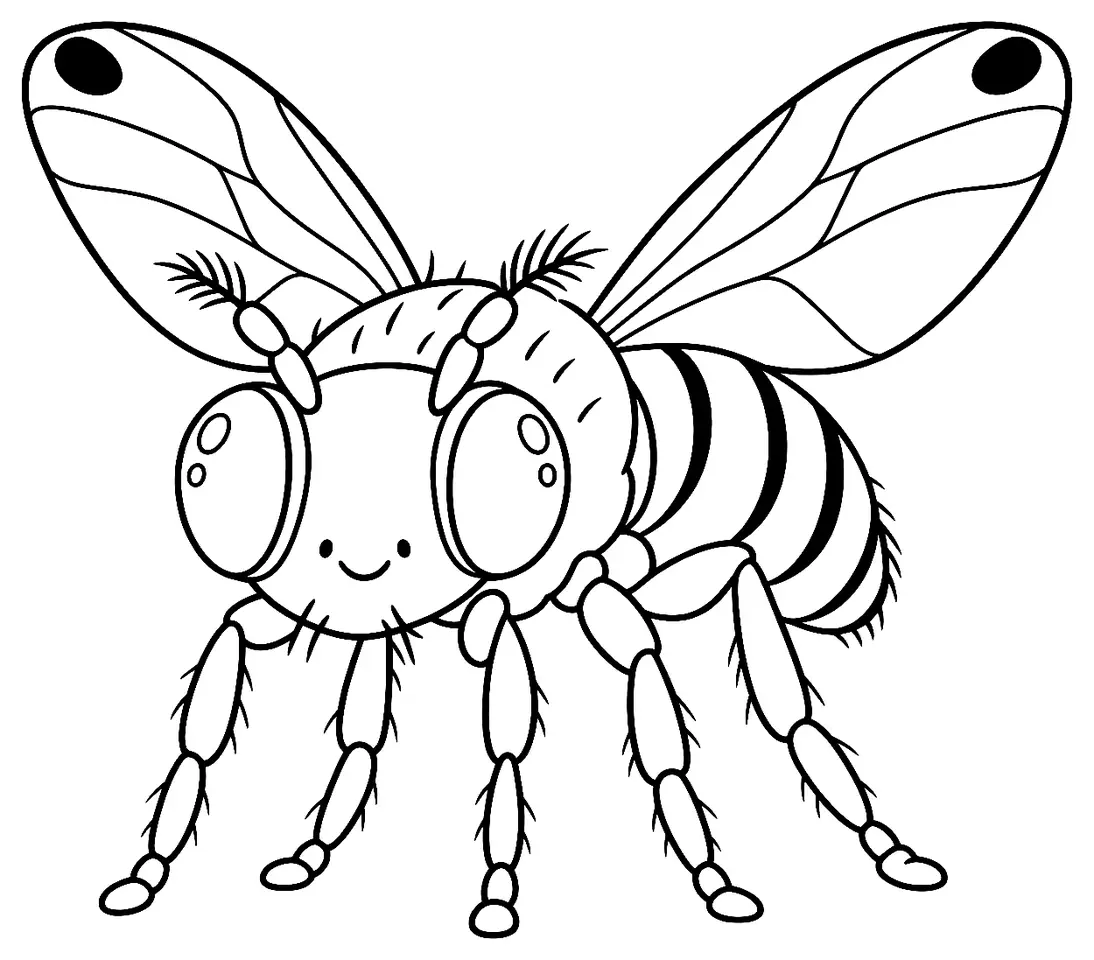 Coloriage de Drosophile à ailes tachetées : dessin au trait noir à colorier