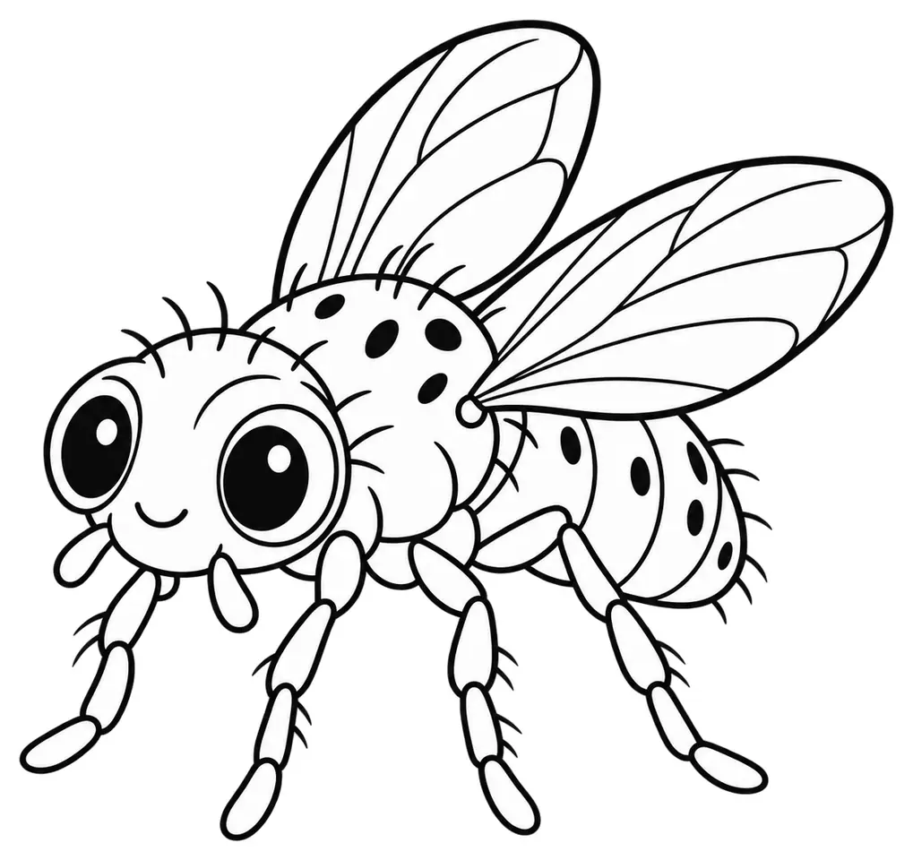 Coloriage de Mouche du chou : dessin au trait noir à colorier