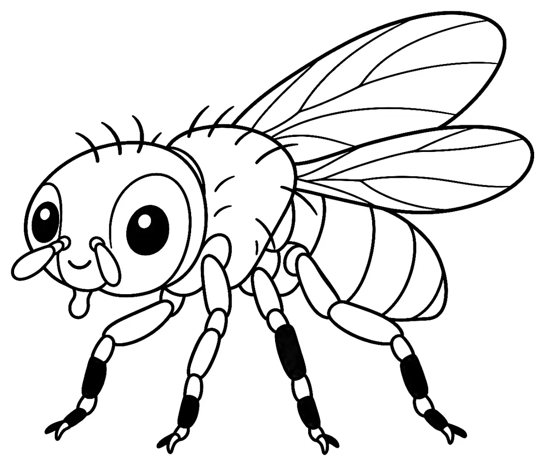 Coloriage de Mouche mineuse du poireau : dessin au trait noir à colorier