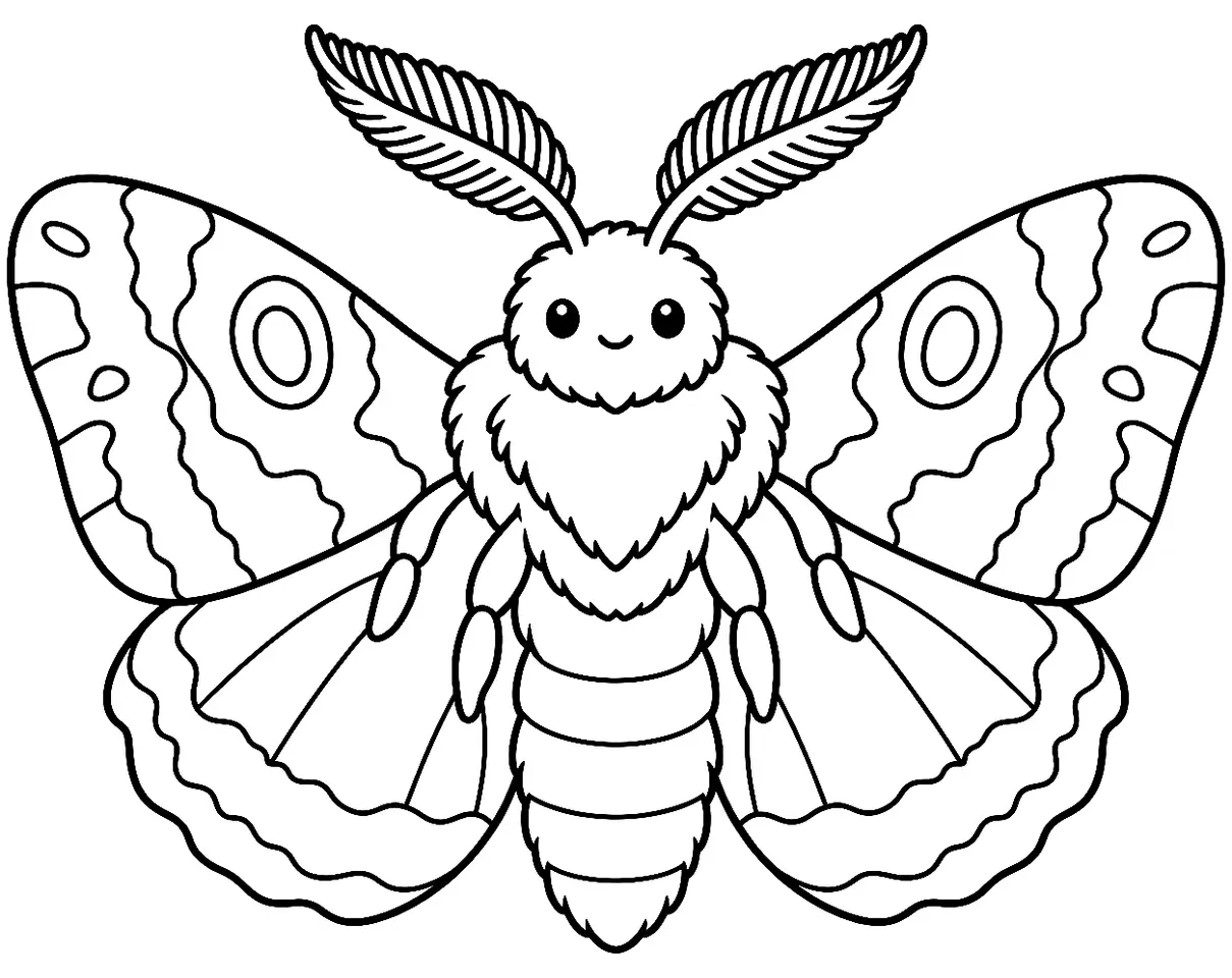 Coloriage de Noctuelle : dessin au trait noir à colorier