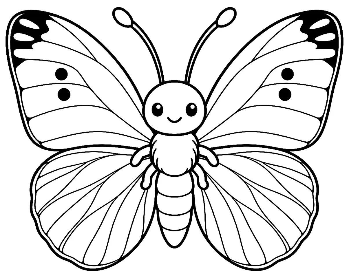 Coloriage de Piéride du navet : dessin au trait noir à colorier