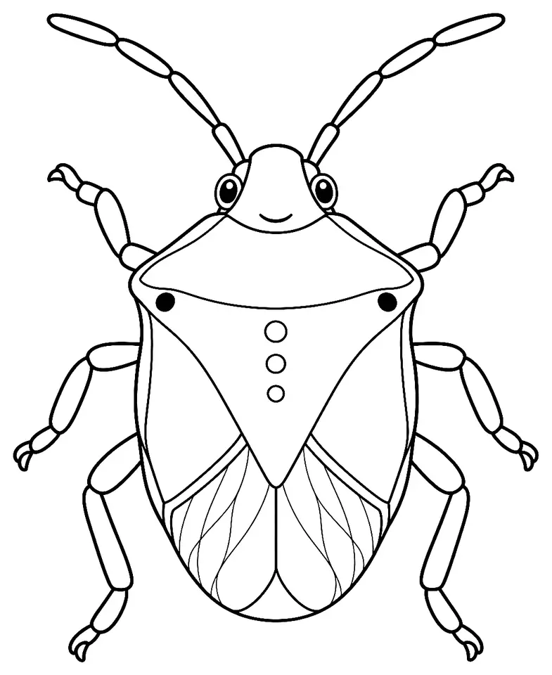 Coloriage de Punaise verte puante : dessin au trait noir à colorier