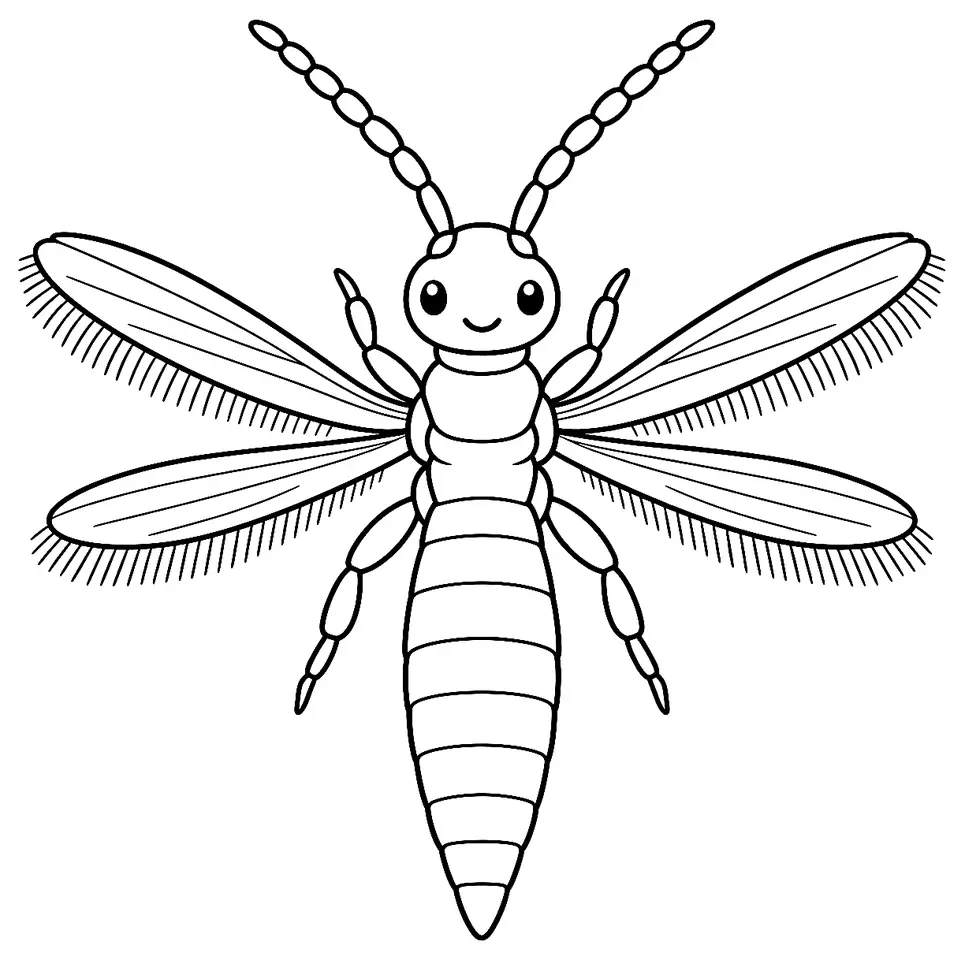 Coloriage de Thrips (ravageur) : dessin au trait noir à colorier
