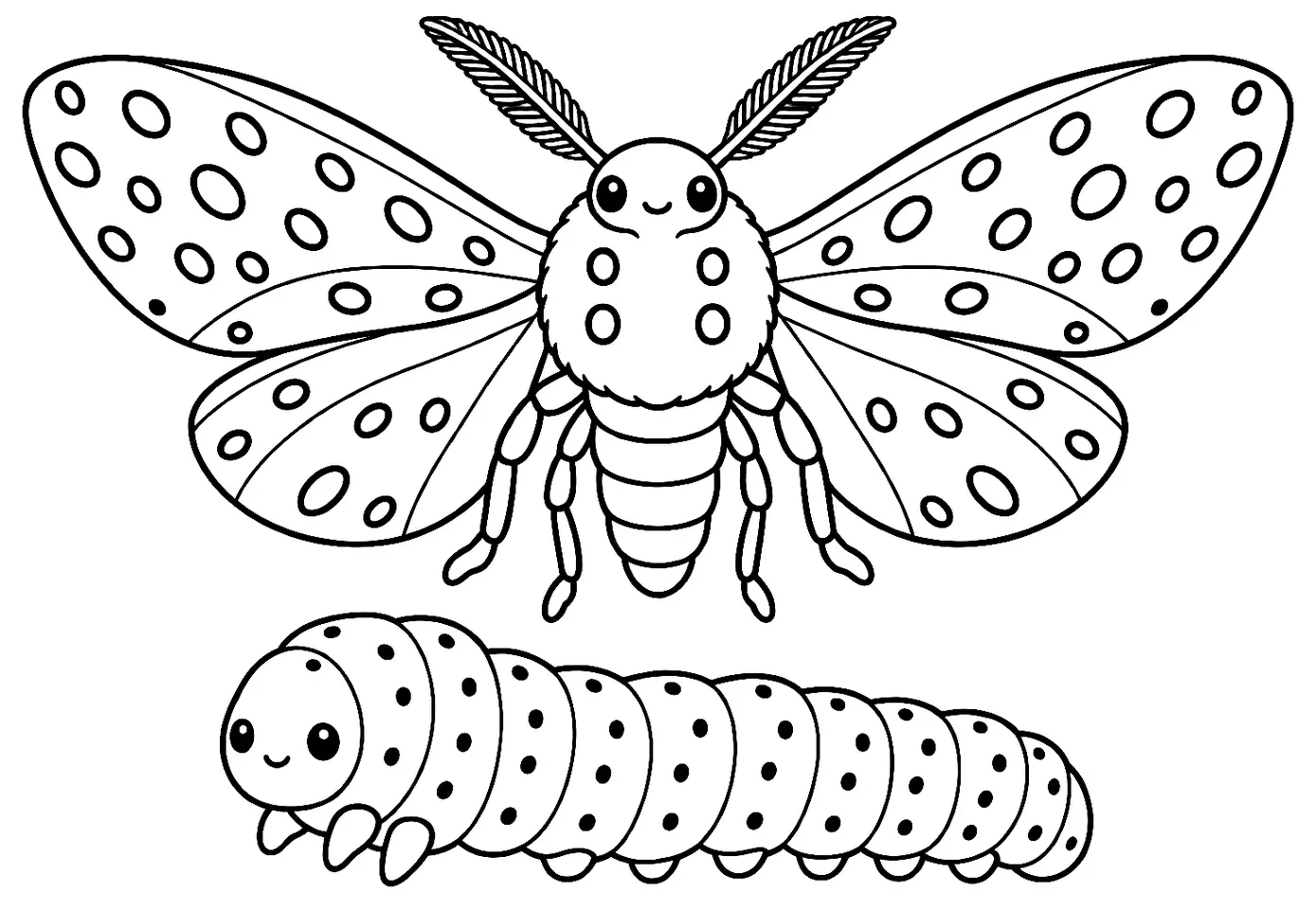 Coloriage de Zeuzère du poirier : dessin au trait noir à colorier