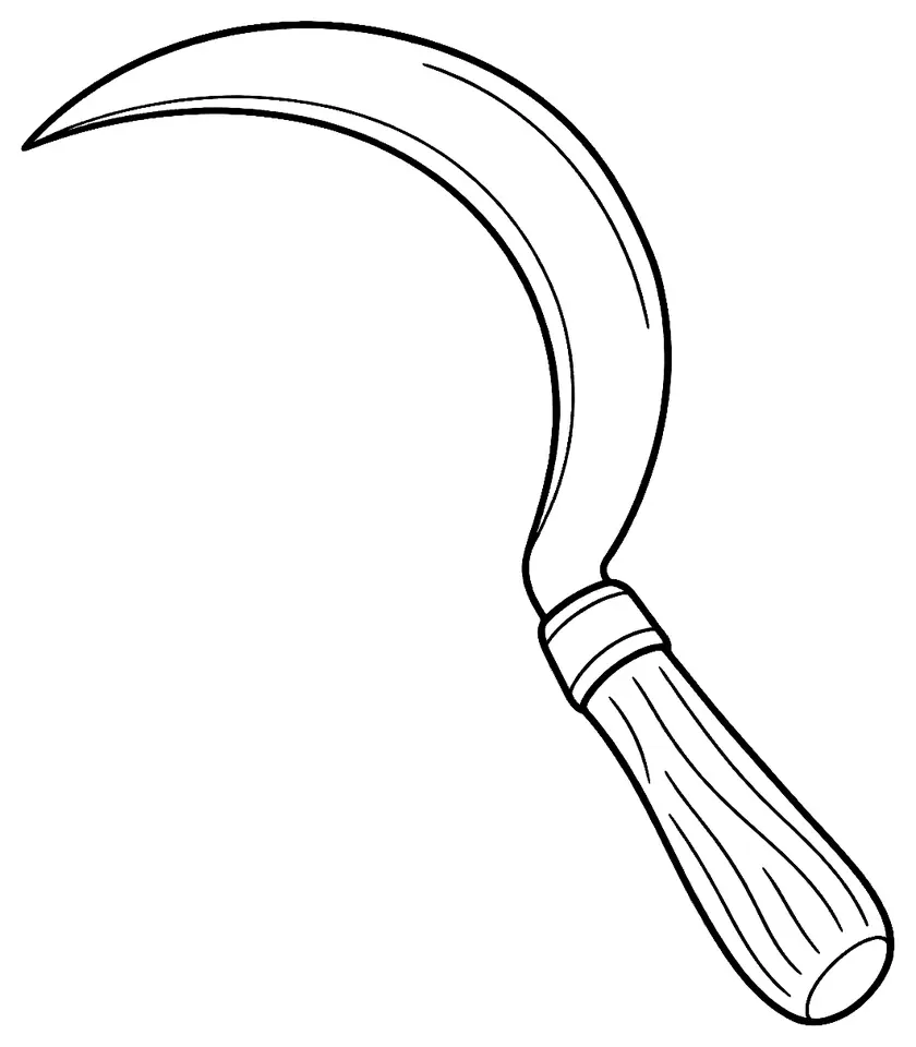 Coloriage de Faucille : dessin au trait noir à colorier