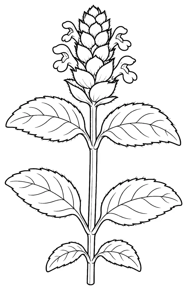 Coloriage de Brunelle commune : dessin au trait noir à colorier