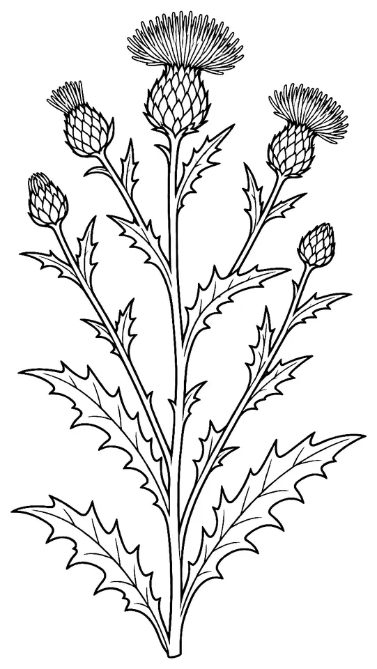 Coloriage de Chardon des champs : dessin au trait noir à colorier