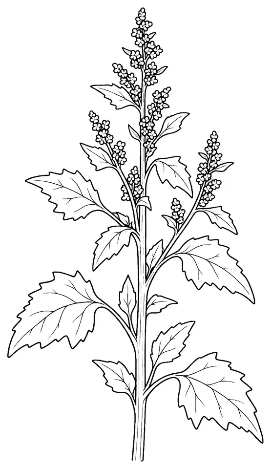 Coloriage de Chénopode blanc : dessin au trait noir à colorier