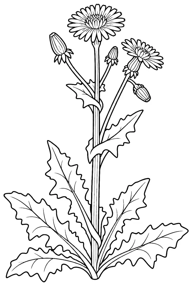 Coloriage de Laiteron maraîcher : dessin au trait noir à colorier