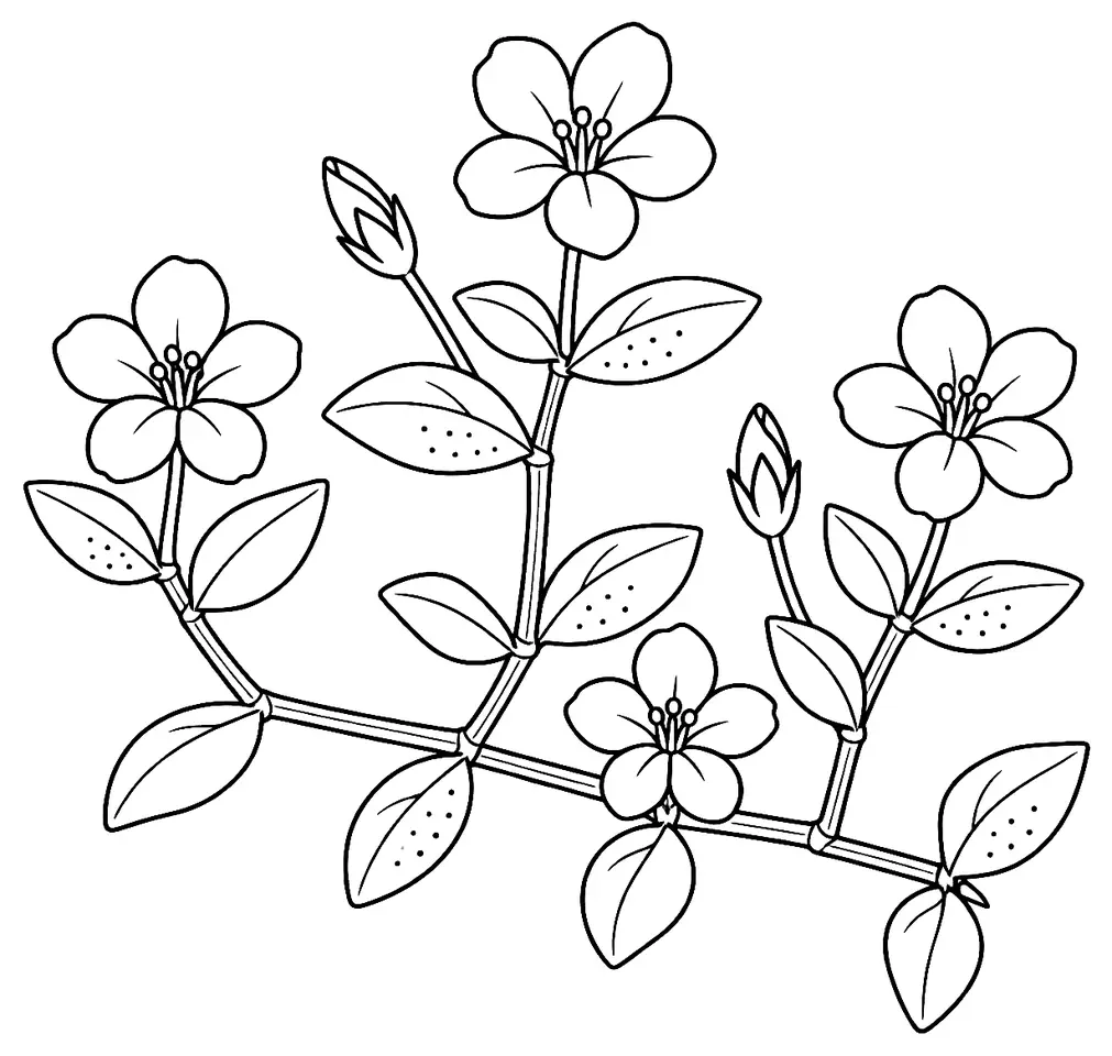 Coloriage de Mouron rouge : dessin au trait noir à colorier