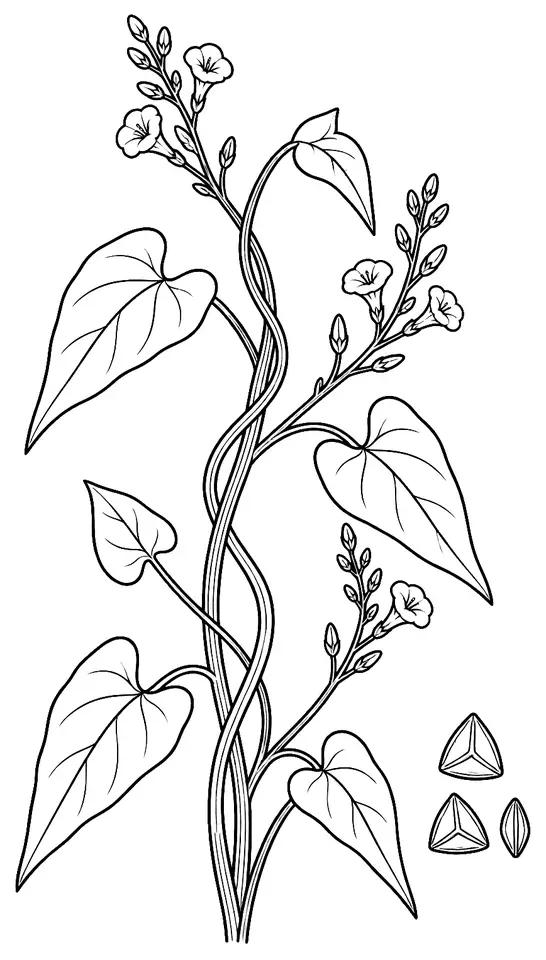 Coloriage de Renouée liseron : dessin au trait noir à colorier