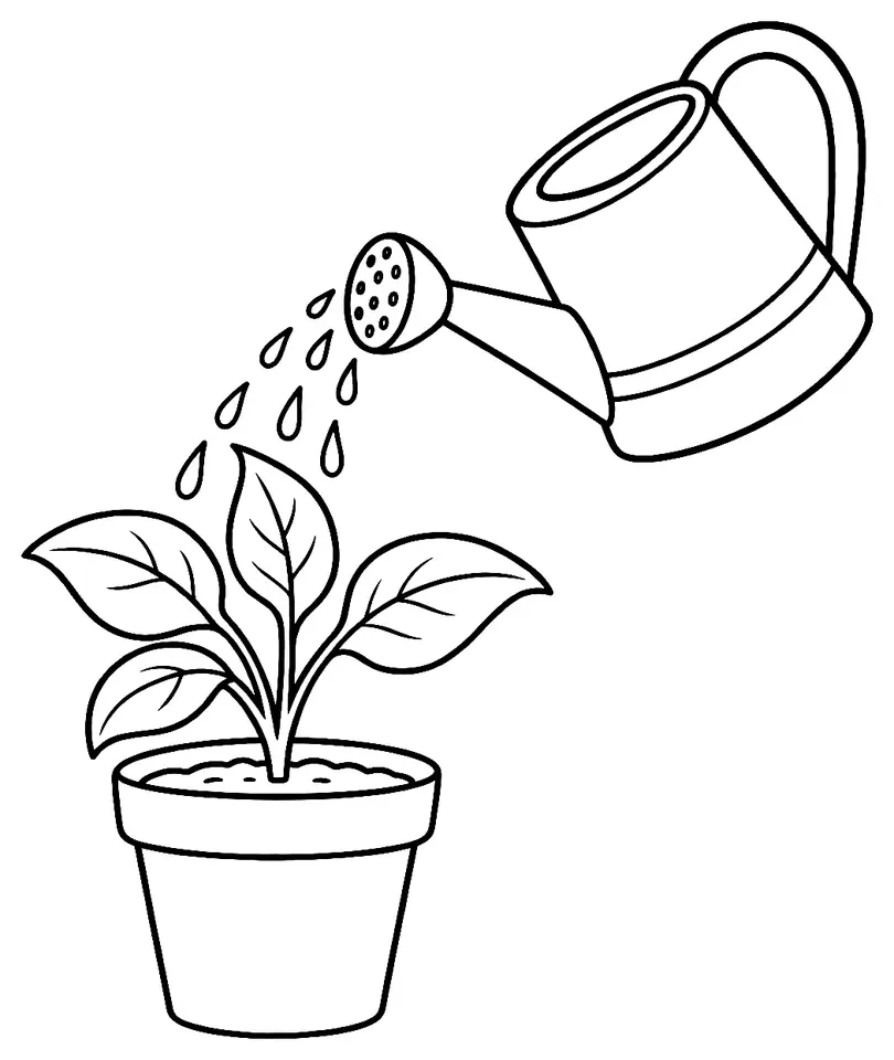 Coloriage de Arrosage : dessin au trait noir à colorier