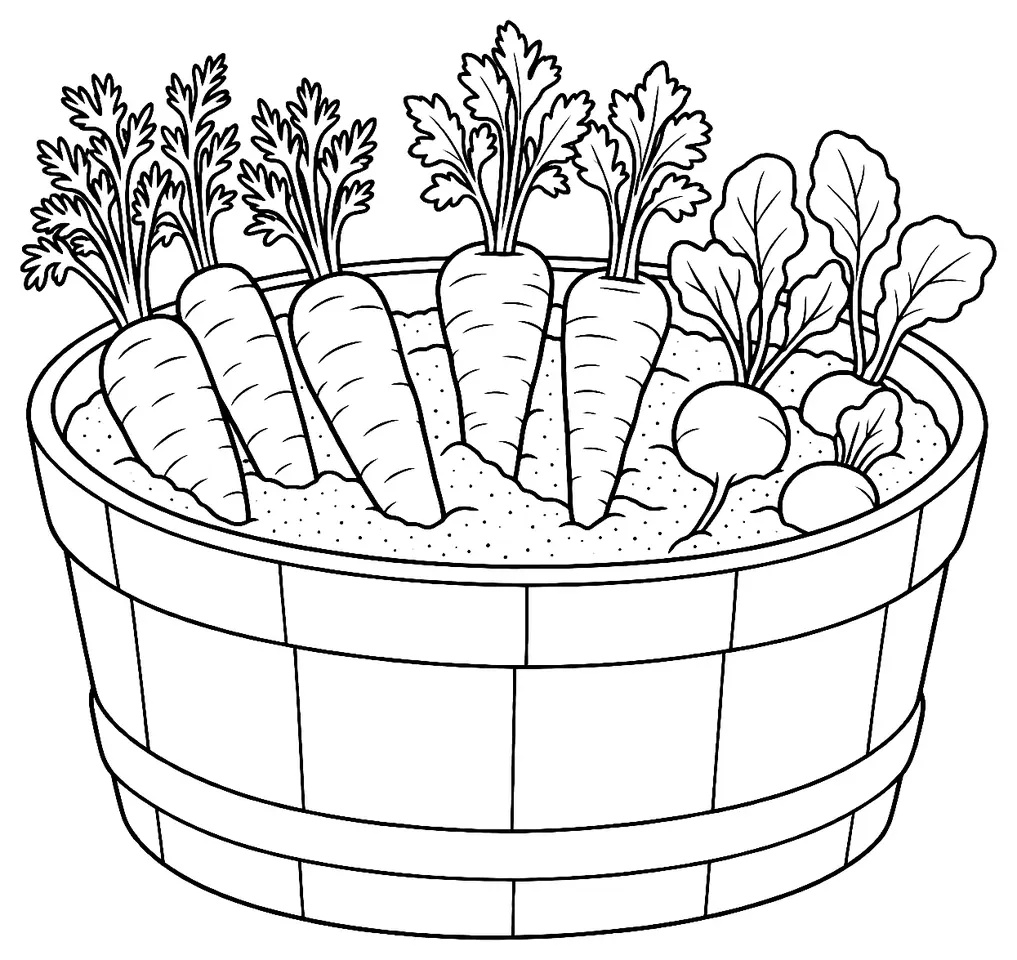Coloriage de Conservation des fruits et légumes : dessin au trait noir à colorier