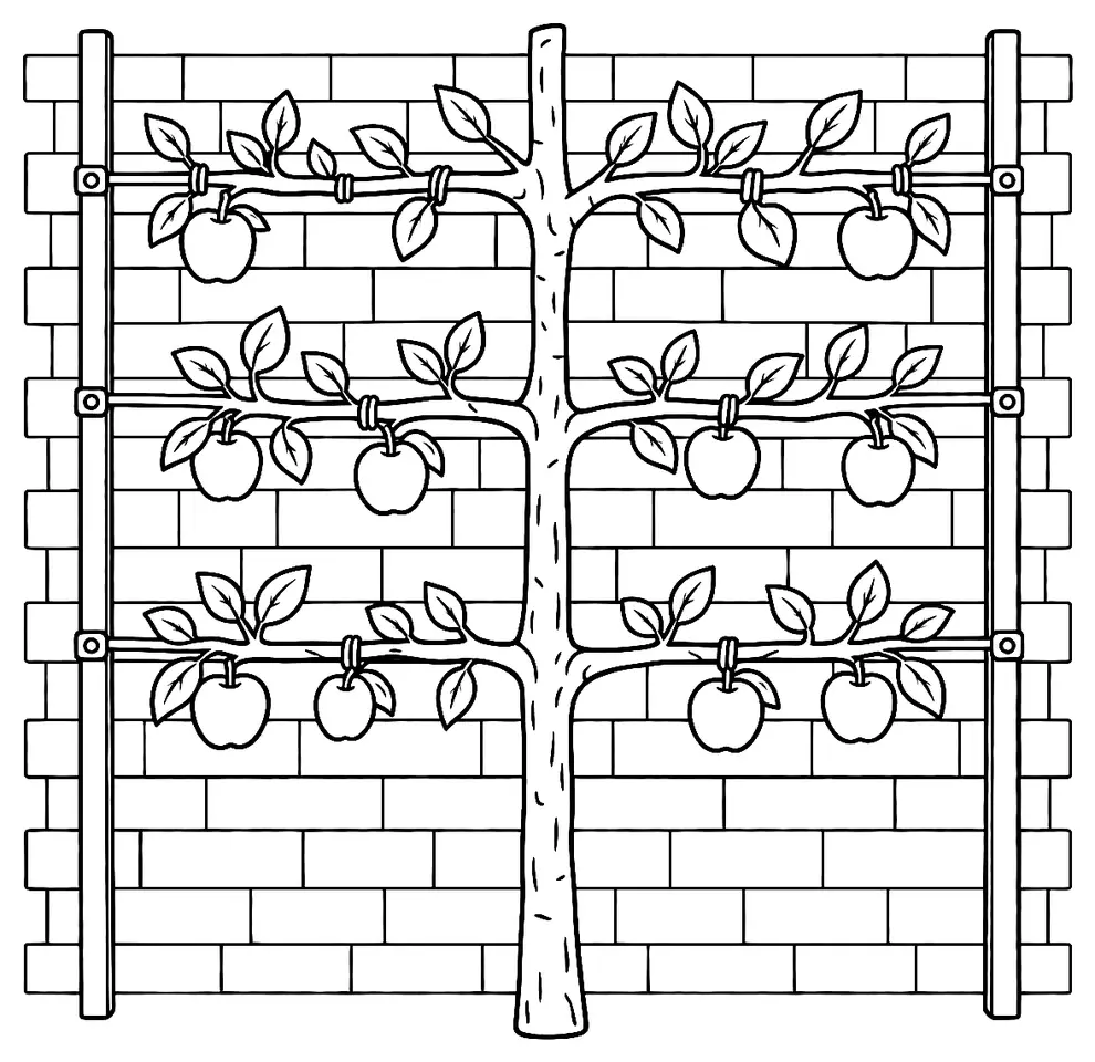 Coloriage de Espalier : dessin au trait noir à colorier