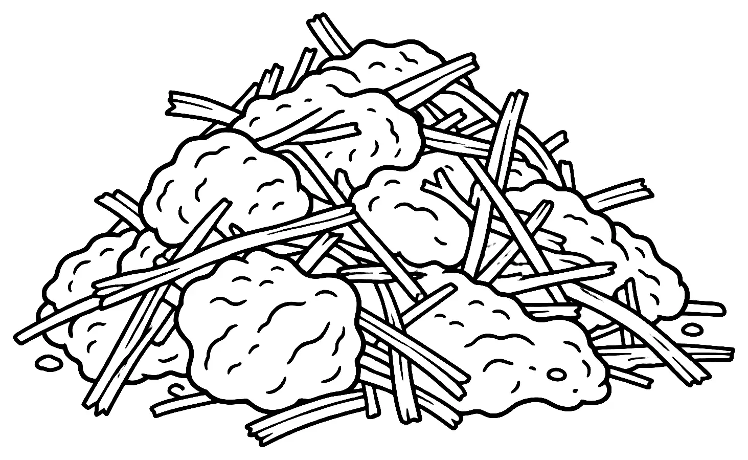 Coloriage de Fumier : dessin au trait noir à colorier
