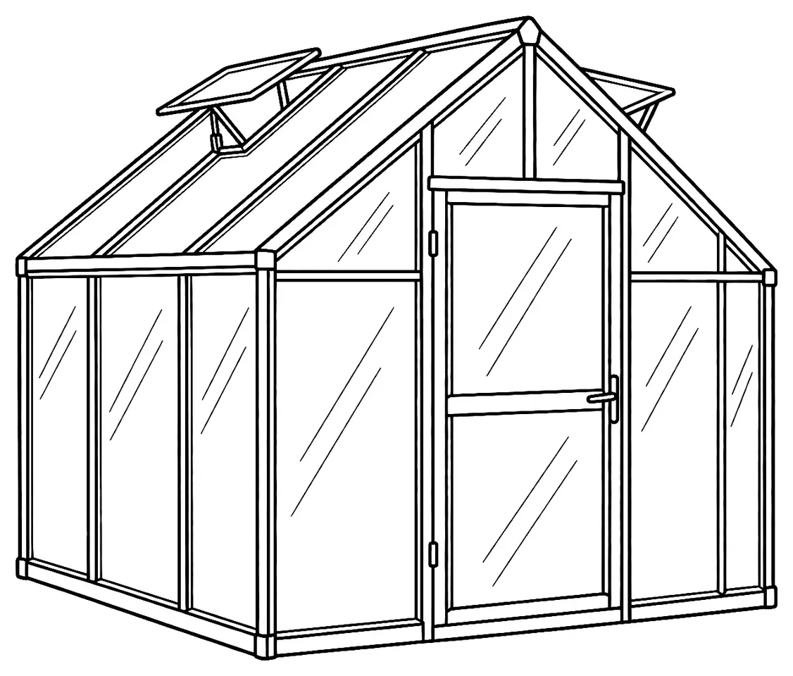 Coloriage de Serre : dessin au trait noir à colorier