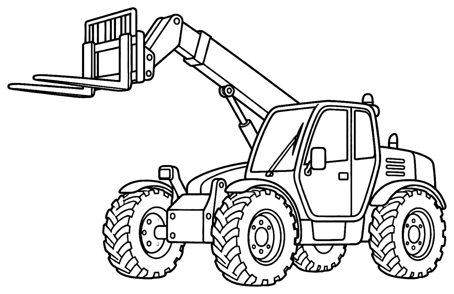 Coloriage de Chariot télescopique : dessin au trait noir à colorier