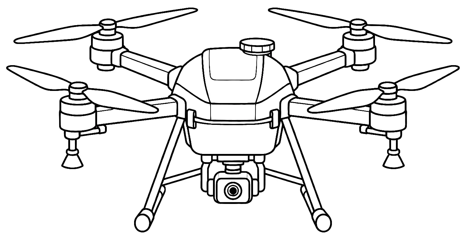 Coloriage de Drone agricole : dessin au trait noir à colorier