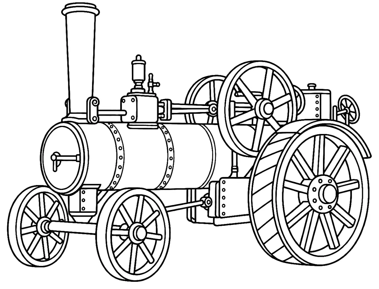 Coloriage de Locomobile : dessin au trait noir à colorier