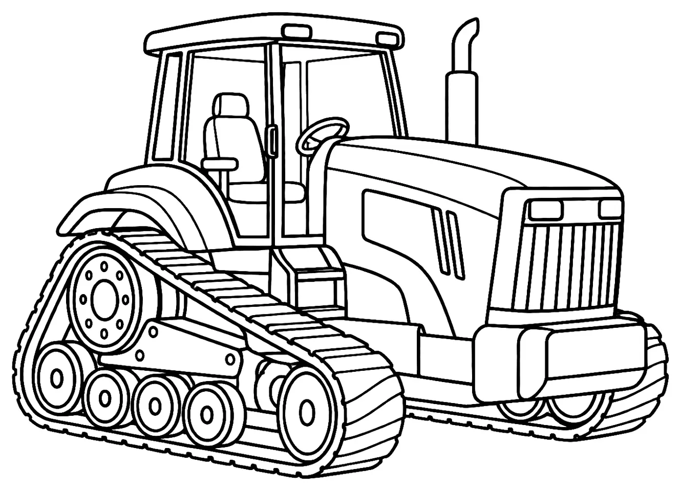 Coloriage de Tracteur à chenilles : dessin au trait noir à colorier