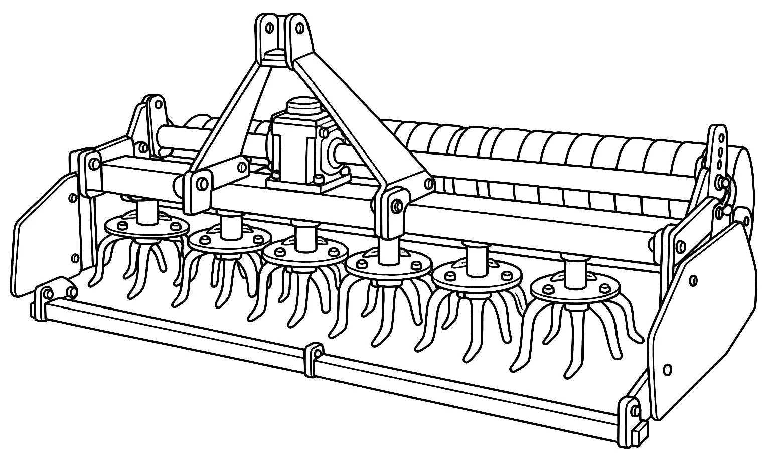 Coloriage de Herse rotative : dessin au trait noir à colorier
