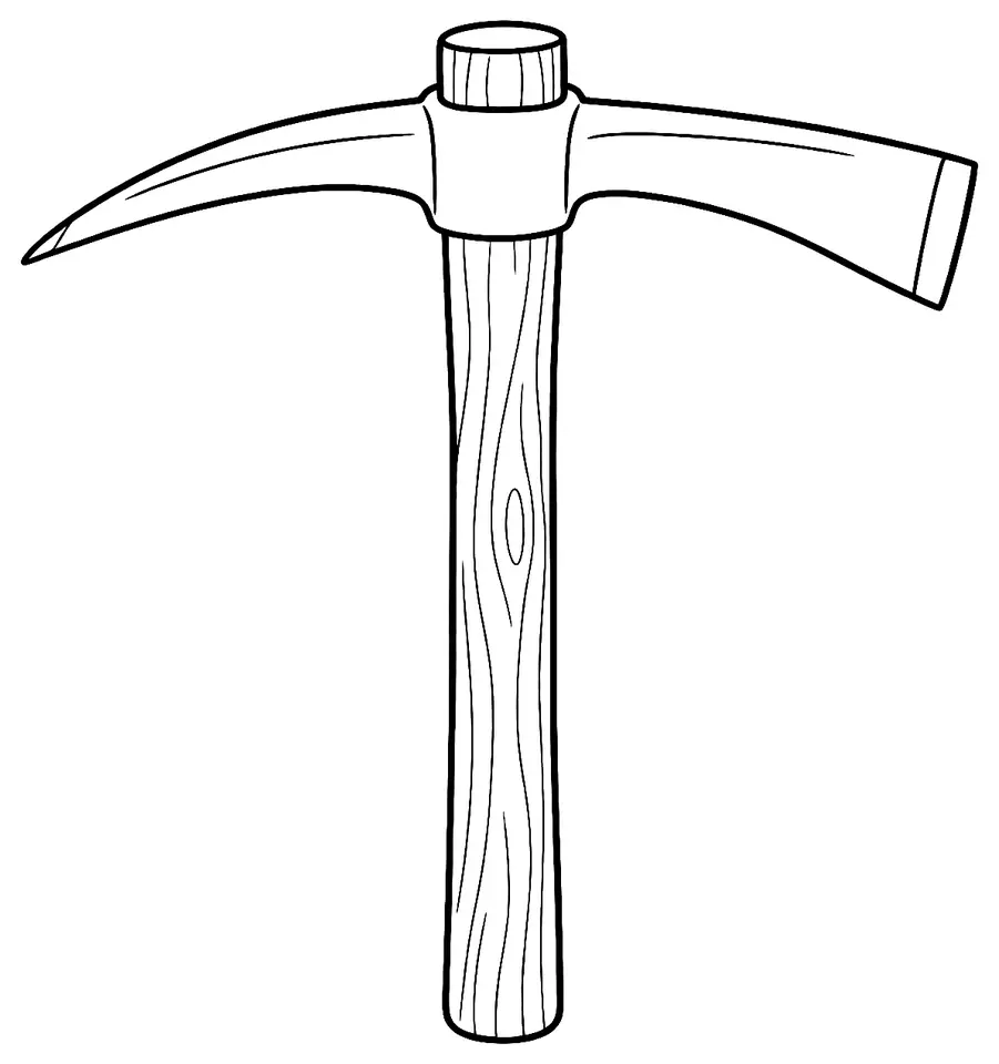 Coloriage de Pioche : dessin au trait noir à colorier