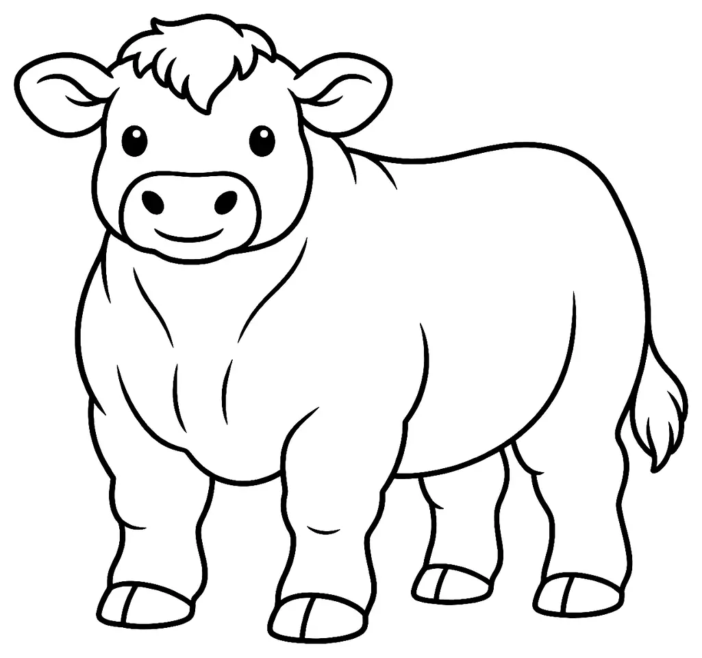 Coloriage de Aberdeen Angus : dessin au trait noir à colorier