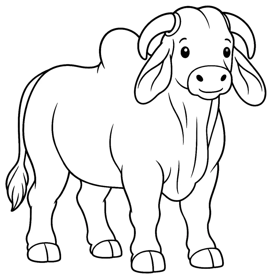 Coloriage de Afrikaner : dessin au trait noir à colorier