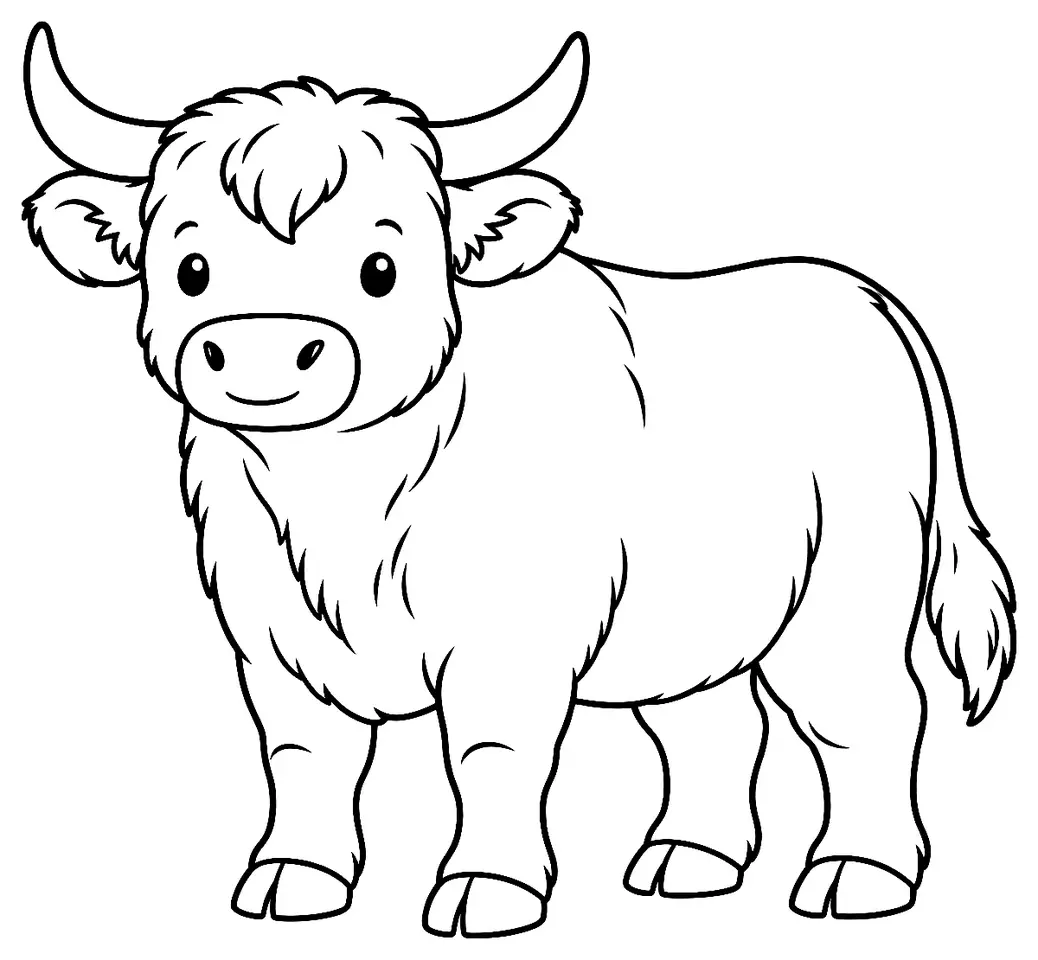 Coloriage de Aurochs de Heck : dessin au trait noir à colorier