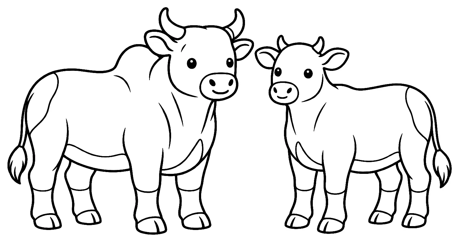 Coloriage de Banteng domestique : dessin au trait noir à colorier