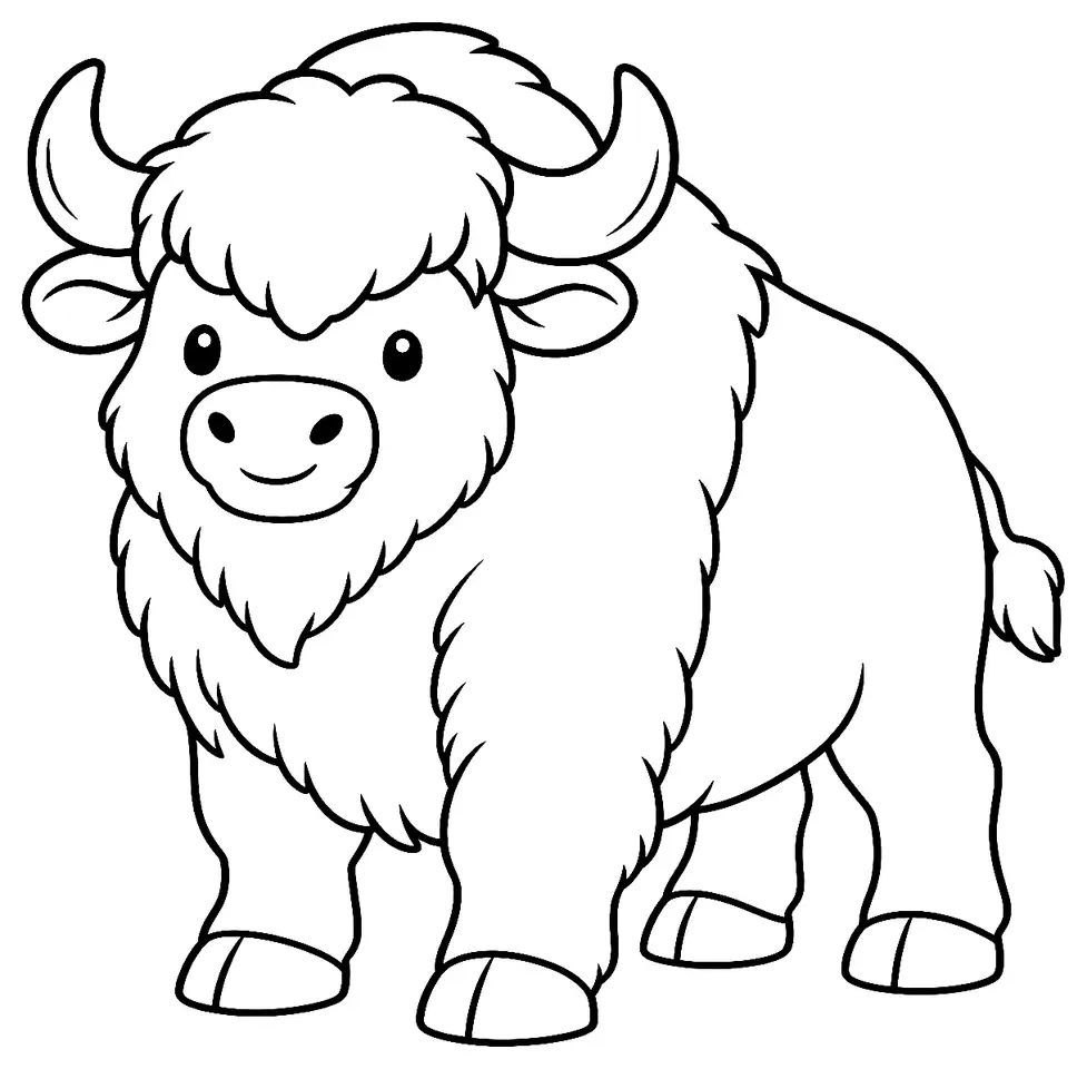 Coloriage de Beefalo : dessin au trait noir à colorier