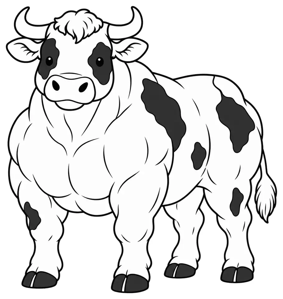 Coloriage de Blanc bleu belge : dessin au trait noir à colorier