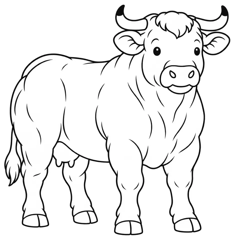 Coloriage de Blonde d’Aquitaine : dessin au trait noir à colorier