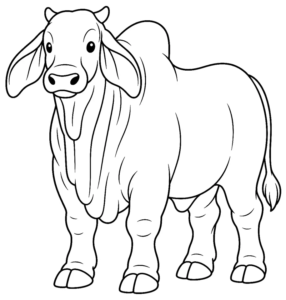 Coloriage de Brahmane : dessin au trait noir à colorier