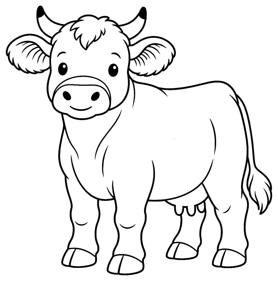 Coloriage de Braunvieh : dessin au trait noir à colorier