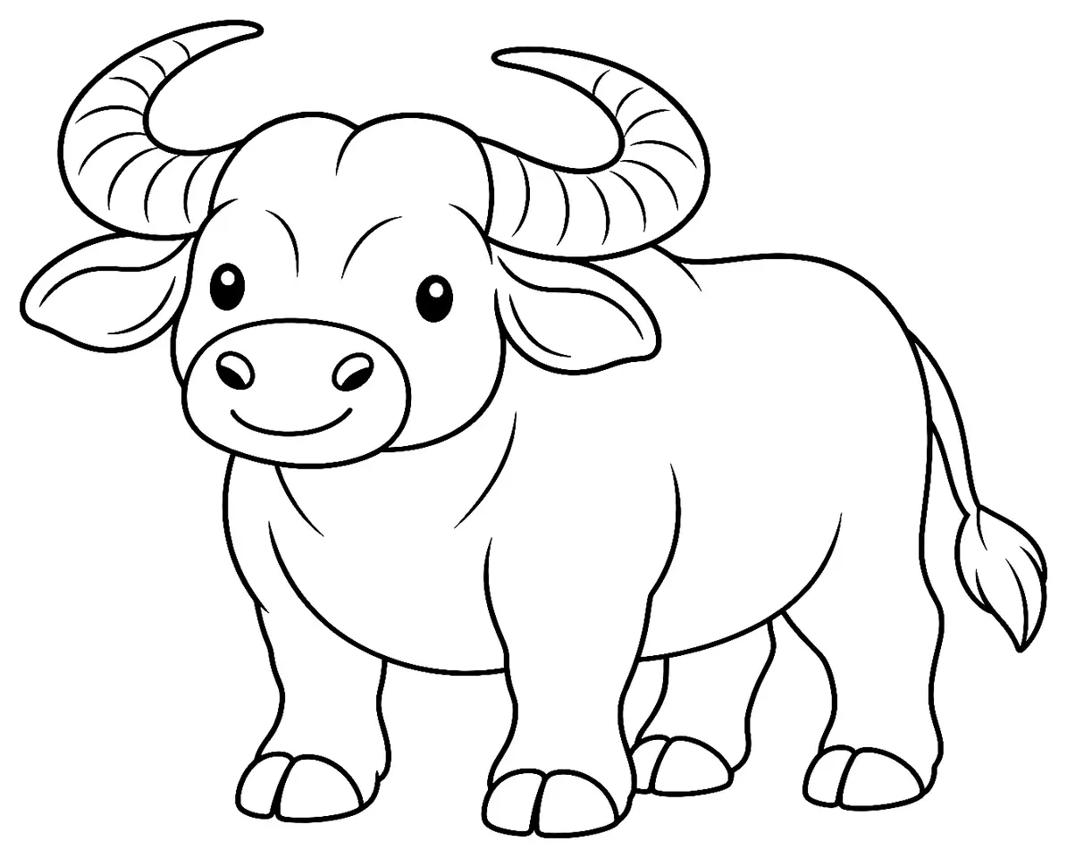 Coloriage de Carabao : dessin au trait noir à colorier