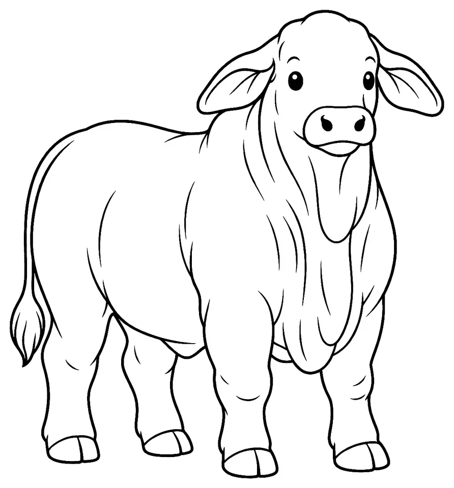 Coloriage de Charbray : dessin au trait noir à colorier