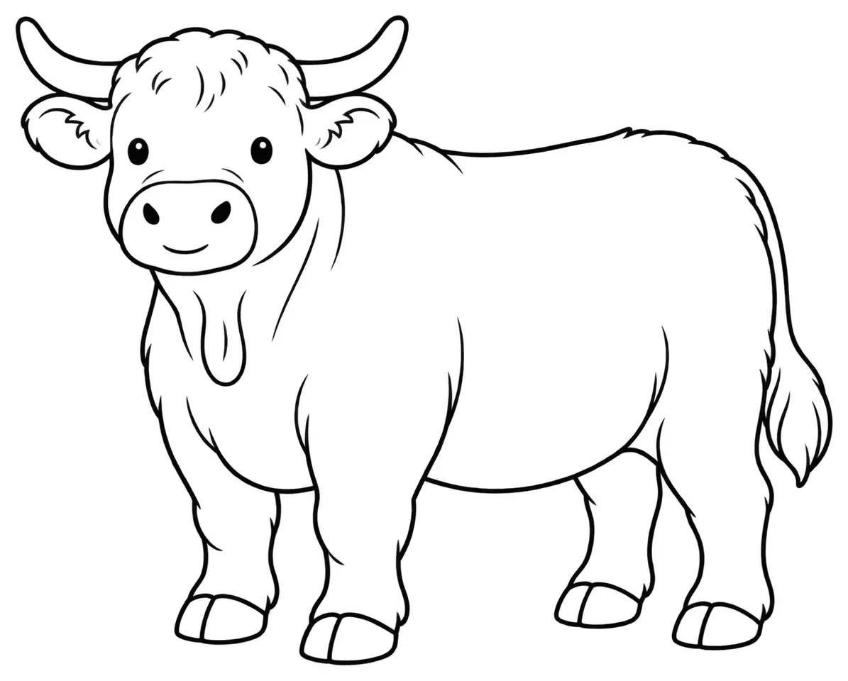 Coloriage de Charolaise : dessin au trait noir à colorier