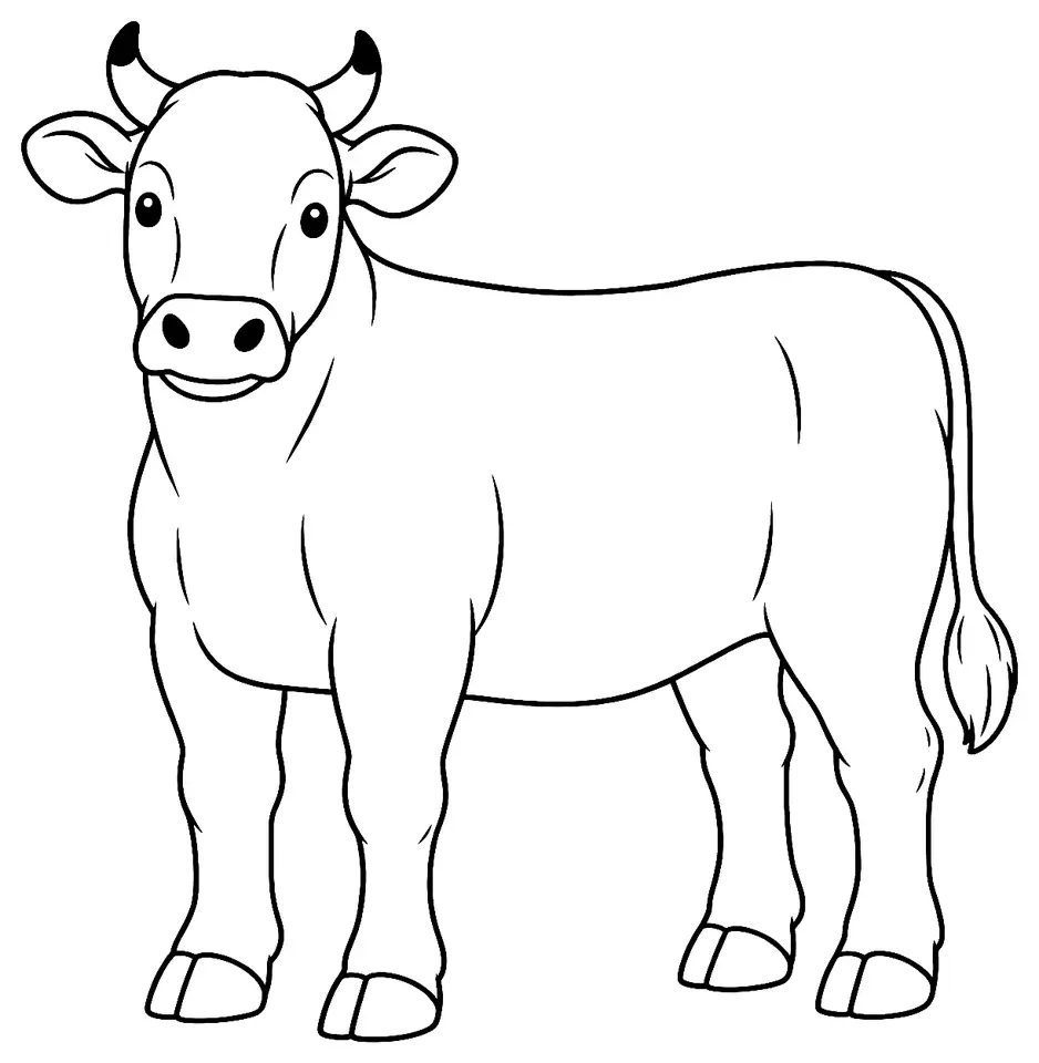 Coloriage de Chianina : dessin au trait noir à colorier